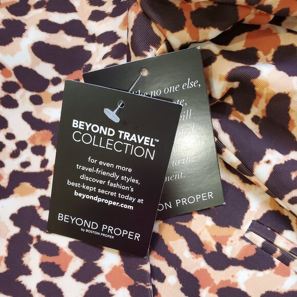 Boston Proper Beyond Travel Animal Print Cold Shoulder Blazer Size 12 - Picture 5 of 12